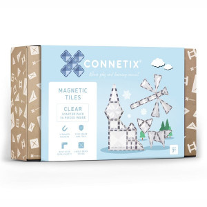 Set de constructie magnetic transparent, Connetix Magnetic Tiles, Clear Pack 34 piese - Img 1