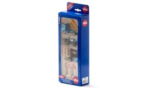 SIKU – Set utilaje de construcții Kingfisher Blue Metallic (3 vehicule + accesorii)