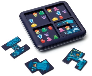 SmartGames Monsters Hide & Seek – joc logic cu monștri colorați, 4 piese de puzzle și 60 de provocări, perfect pentru copii curioși și creativi.