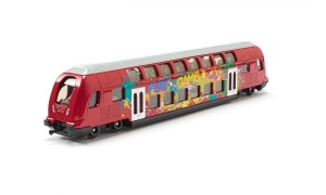 Machetă tren etajat SIKU 1791 cu caroserie metalică, detalii realiste și interior atent realizat, inspirată de trenurile moderne de pasageri.