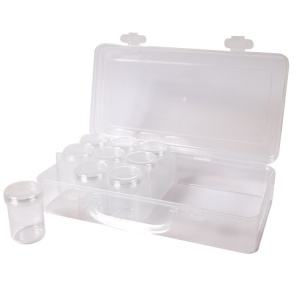 Cutie depozitare Playbox cu 2 secțiuni și 9 doze rotunde