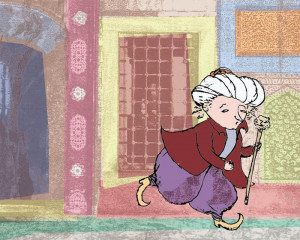 Illusztrált diafilm – A kis Mukk. Klasszikus mese keleti hangulattal, gyerekeknek, vetítőgéppel.