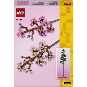 Set LEGO Flori de Cireș cu 430 de piese, două ramuri decorative cu muguri roz și albi, ideal pentru decor și cadou special.