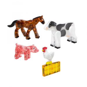 Set magnetic MAGNA-TILES Farm Animals cu 25 piese – include animale de fermă și garduri magnetice pentru copii peste 3 ani.