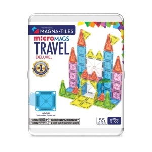 Set magnetic de călătorie MAGNA-TILES microMAGS Travel Deluxe 55 piese – educativ, compact, pentru copii 3–12 ani