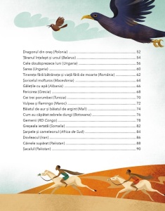 Copertă colorată a cărții „Noapte bună din toate colțurile lumii”, cu ilustrații blânde și motive de basm, ideală pentru poveștile de seară ale copiilor.