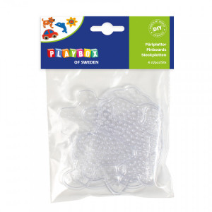 Playbox Planseta pentru margele de calcat - transparent - 4buc - caine/ masina/ peste/ floare - Img 1