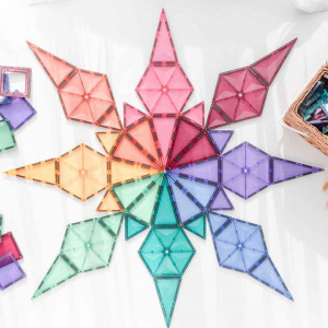 Set de constructie magnetic, piese geometrice, Connetix Magnetic Tiles, Pastel Geometry Pack 40 piese - Img 2