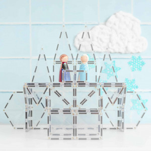 Set de constructie magnetic transparent, Connetix Magnetic Tiles, Clear Pack 34 piese - Img 2