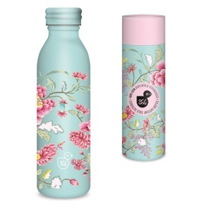 Steel vacuum bottle Ars Una 600ml turrquise flower