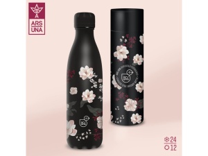 Sticlă termoizolantă din oțel inoxidabil Ars Una, model Flowery Black, 500 ml