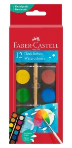 Acuarele pastila 24 mm +pensula, 12 culori/set Faber-Castell