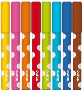 Set de 8 carioci lavabile Djeco, sigure și colorate, pentru copii mici – dezvoltă creativitatea și bucuria desenului.