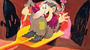 Diafilm ilustrat – Hansel și Gretel. Poveste clasică pentru copii, cu căsuța de turtă dulce și scene expresive.Diafilm în limba germană Hänsel und Gretel, ilustrând aventura celor doi frați în pădure, căsuța din turtă dulce și scene inspirate din celebra 