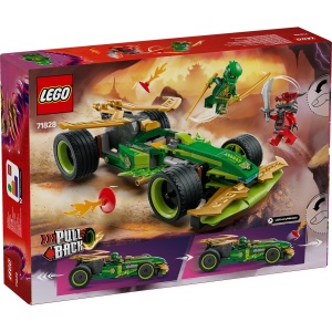 LEGO NINJAGO Mașina de curse cu motor cu arc a lui Lloyd 71828, vehicul ninja cu funcție pull-back, minifigurine și accesorii pentru curse și bătălii spectaculoase.