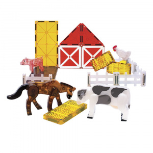 Set magnetic MAGNA-TILES Farm Animals cu 25 piese – include animale de fermă și garduri magnetice pentru copii peste 3 ani.