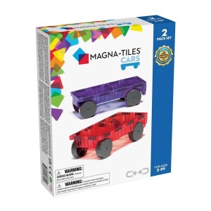 MAGNA-TILES In Motion – Extensie cu 2 Mașinuțe Magnetice Mov și Roșu
