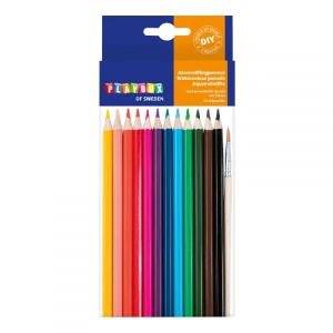 Set 12 creioane colorate acuarelabile cu pensulă - Playbox