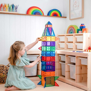 Set educativ magnetic Connetix Rainbow Big Pack 102 piese, culori curcubeu.