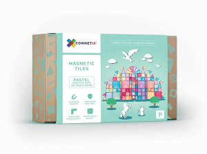 Set de constructie magnetic, Connetix Magnetic Tiles, Pastel 120 piese - Img 1