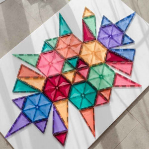 Set de constructie magnetic, piese geometrice, Connetix Magnetic Tiles, Pastel Geometry Pack 40 piese - Img 3