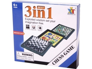 Set de jocuri magnetice de călătorie 3 în 1 - Șah, Șerpi și Scări, Cine râde la urmă?