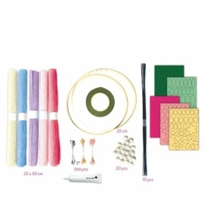Atelier creativ Sycomore pentru realizarea florilor din hârtie creponată, cu materiale pentru buchete, coroane și decorațiuni handmade pentru copii 7+.
