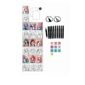 Kit creativ Artissimo Manga Kemonomimi cu markere pe bază de alcool, planșe de desen manga și instrucțiuni ilustrate pentru copii și adolescenți.