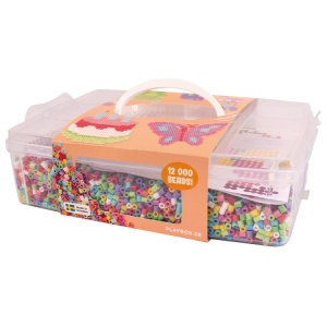 Cutie creativă cu mărgele de calcat Playbox Happy Mix