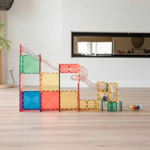 Extensii pentru setul de constructie magnetic, Connetix Magnetic Tiles, Ball Run Pack 66 piese - Img 3