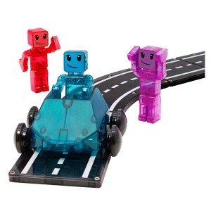 Set magnetic MAGNA-TILES Dashers cu 3 mașinuțe și 3 figurine colorate pentru copii 3–9 ani – joacă interactivă și creativă