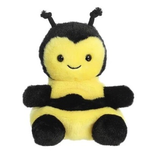 Albinuță Palm Pals Queenie Bee de pluș galben-negru, cu față zâmbitoare, antene și aripi, perfectă pentru copii.