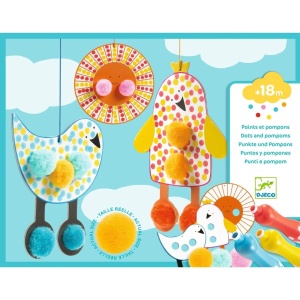 Set creativ de colorat cu pompoane si buline, Djeco - Img 3