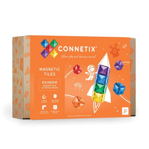 Set de constructie, Connetix Magnetic Tiles, Rainbow Big Pack 42 piese - Img 1