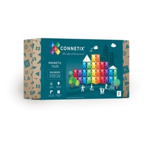 Set de constructie, Connetix Magnetic Tiles, Rainbow Rectangle Pack 18 piese - Img 1