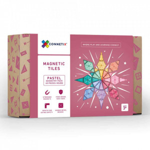Set de constructie magnetic, piese geometrice, Connetix Magnetic Tiles, Pastel Geometry Pack 40 piese - Img 1