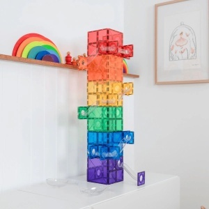 Connetix Super Ball Run Pack – set magnetic de 134 piese cu tuburi transparente și magneți puternici, ideal pentru învățare STEAM prin construcții și mișcare.