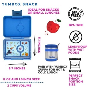 Yumbox Snack Power Pink – caserolă etanșă mică, cu 3 compartimente pentru gustări.