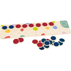 Joc matematic din lemn Maths Tiles Educate cu jetoane colorate și tablă de lucru pentru dezvoltarea gândirii logice și învățarea numerelor.