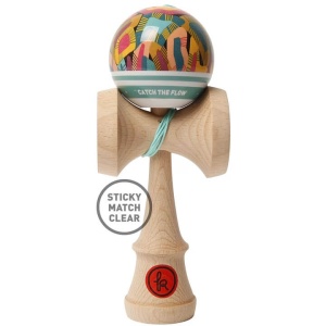 Kendama Record Symbiosis Sticky MC – model exclusiv Aqua Series, din lemn de fag, cu finisaj Sticky, echilibru excepțional și design premium de colecție.