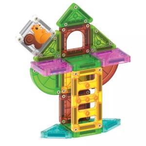 MAGNA-TILES microMAGS Tree House Travel Set cu 24 piese magnetice, veveriță, insectă și accesorii inspirate din natură pentru construcții creative și joacă STEM.