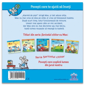 Max învață să folosească toaleta – carte ilustrată pentru copii, cu Max învățând pas cu pas să renunțe la scutec, cu imagini calde și prietenoase.