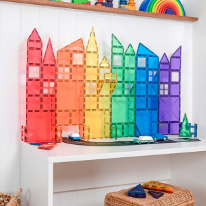 Set educativ magnetic Connetix Rainbow Big Pack 102 piese, culori curcubeu.