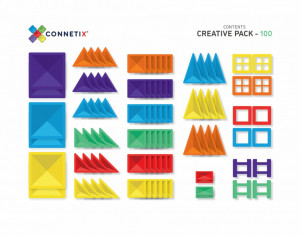 Set de constructie magnetic, Connetix Magnetic Tiles, Creative Pack 100 piese - Img 3