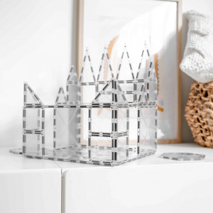 Set de constructie magnetic transparent, Connetix Magnetic Tiles, Clear Pack 34 piese - Img 5