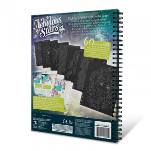 Carte de colorat pentru copii cu pagini negre, stilouri neon și povestea Coraliei – produs creativ de la Nebulous Stars. Spate.