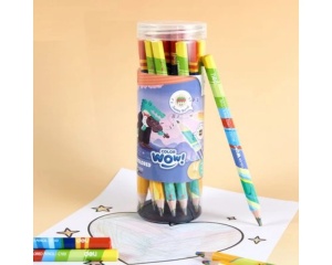 Creion colorat multicolor Deli ColorWow Jumbo, cu efecte multicolore, culori luminoase și formă ergonomică, ideal pentru desen, colorat și dezvoltarea creativității copiilor.