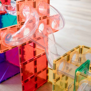 Extensii pentru setul de constructie magnetic, Connetix Magnetic Tiles, Ball Run Pack 66 piese - Img 5