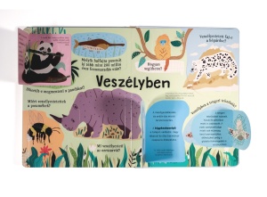 Ez állati gyerekkönyv kihajtható fülekkel, különleges állatokkal és színes interaktív illusztrációkkal.