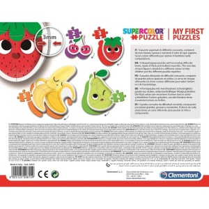 Fructe Puzzle 2+ – set educativ Clementoni pentru copii, cu fructe colorate și piese groase ușor de asamblat.